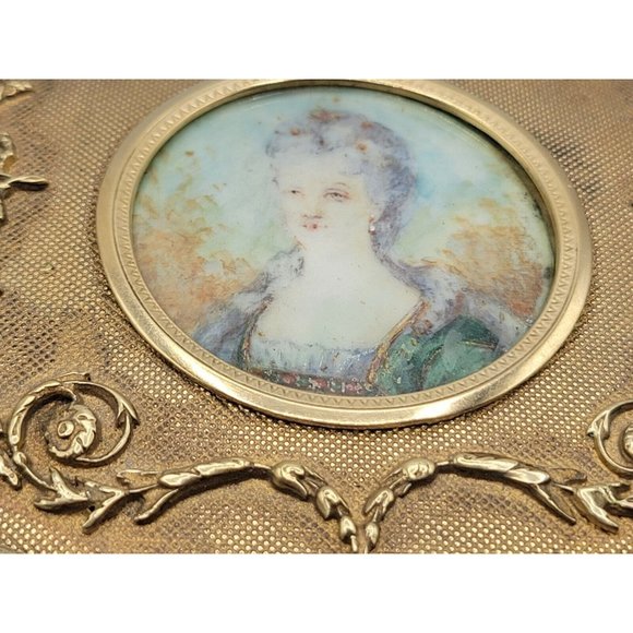 Antique French Gilded Brass Portrait Trinket Box w/ Hand Written Signature A2672 - Picture 2 of 10